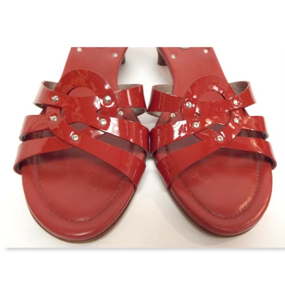 COLE HAAN Red Patent Leather Slide Sandals 8.5 - Picture 4 of 7